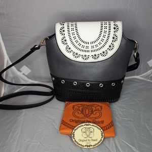 Classic new without tags black gray white Sharif crossbody bag